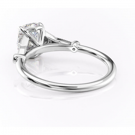 Inel de logodnă Quartzelle din aur Alb 14kt cu moissanite tăietură asscher – Pietre laterale rafinată pentru profil înalt | Personalizează și configurează gratuit online [3]