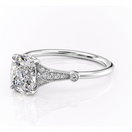 Inel de logodnă Quartzelle din aur Alb 14kt cu moissanite tăietură asscher – Pietre laterale rafinată pentru profil înalt | Personalizează și configurează gratuit online [6]