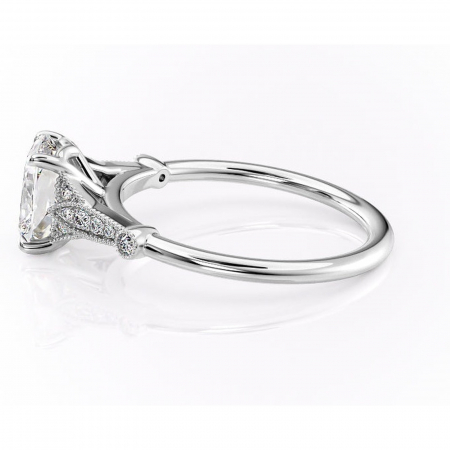 Inel de logodnă Quartzelle din aur Alb 14kt cu moissanite tăietură asscher – Pietre laterale rafinată pentru profil înalt | Personalizează și configurează gratuit online [5]