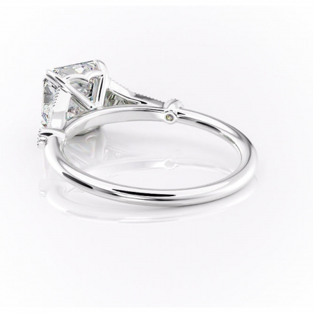 Inel de logodnă Quartzelle din aur Alb 14kt cu moissanite tăietură asscher – Pietre laterale rafinată pentru profil înalt | Personalizează și configurează gratuit online [3]