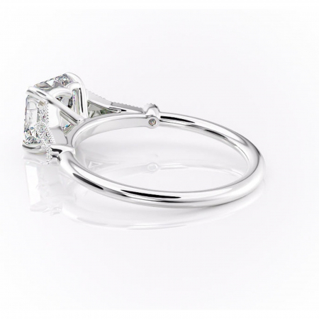 Inel de logodnă Quartzelle din aur Alb 14kt cu moissanite tăietură asscher – Pietre laterale rafinată pentru profil înalt | Personalizează și configurează gratuit online [4]