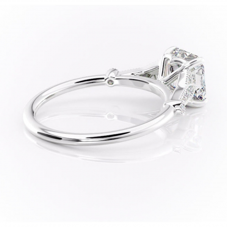 Inel de logodnă Quartzelle din aur Alb 14kt cu moissanite tăietură asscher – Pietre laterale rafinată pentru profil înalt | Personalizează și configurează gratuit online [2]