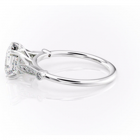 Inel de logodnă Quartzelle din aur Alb 14kt cu moissanite tăietură asscher – Pietre laterale rafinată pentru profil înalt | Personalizează și configurează gratuit online [5]