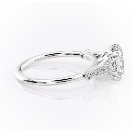 Inel de logodnă Quartzelle din aur Alb 14kt cu moissanite tăietură asscher – Pietre laterale rafinată pentru profil înalt | Personalizează și configurează gratuit online [1]