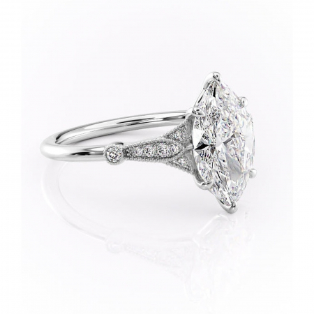 Marquise - Inel de logodnă Quartzelle din aur Alb 14kt cu moissanite tăietură marquise – Pietre laterale rafinată pentru profil înalt | Personalizează și configurează gratuit online