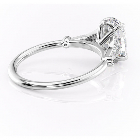 Inel de logodnă Quartzelle din aur Alb 14kt cu moissanite tăietură ovală – Pietre laterale rafinată pentru profil înalt | Personalizează și configurează gratuit online [2]