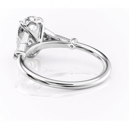 Inel de logodnă Quartzelle din aur Alb 14kt cu moissanite tăietură ovală – Pietre laterale rafinată pentru profil înalt | Personalizează și configurează gratuit online [3]