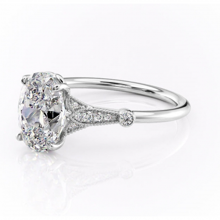 Inel de logodnă Quartzelle din aur Alb 14kt cu moissanite tăietură ovală – Pietre laterale rafinată pentru profil înalt | Personalizează și configurează gratuit online [6]