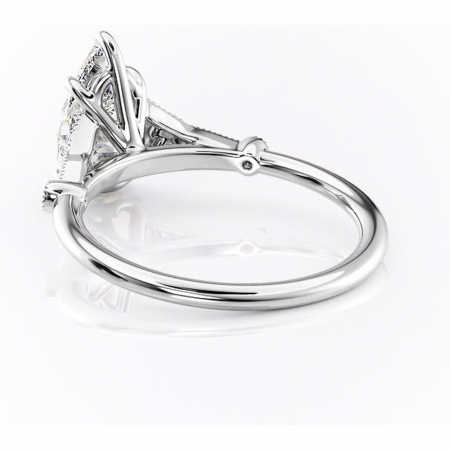 Inel de logodnă Quartzelle din aur Alb 14kt cu moissanite tăietură pară – Pietre laterale rafinată pentru profil înalt | Personalizează și configurează gratuit online [3]