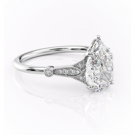 Pară - Inel de logodnă Quartzelle din aur Alb 14kt cu moissanite tăietură pară – Pietre laterale rafinată pentru profil înalt | Personalizează și configurează gratuit online