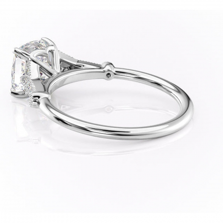 Inel de logodnă Quartzelle din aur Alb 14kt cu moissanite tăietură pernă – Pietre laterale rafinată pentru profil înalt | Personalizează și configurează gratuit online [4]