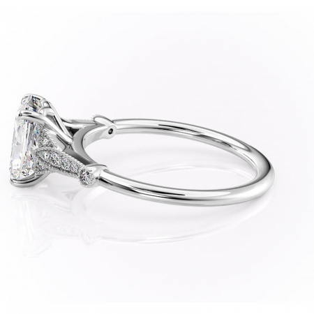 Inel de logodnă Quartzelle din aur Alb 14kt cu moissanite tăietură radiantă – Pietre laterale rafinată pentru profil înalt | Personalizează și configurează gratuit online [5]