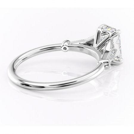 Inel de logodnă Quartzelle din aur Alb 14kt cu moissanite tăietură radiantă – Pietre laterale rafinată pentru profil înalt | Personalizează și configurează gratuit online [2]