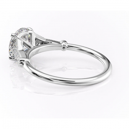 Inel de logodnă Quartzelle din aur Alb 14kt cu moissanite tăietură rotundă – Pietre laterale rafinată pentru profil înalt | Personalizează și configurează gratuit online [4]