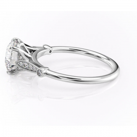 Inel de logodnă Quartzelle din aur Alb 14kt cu moissanite tăietură rotundă – Pietre laterale rafinată pentru profil înalt | Personalizează și configurează gratuit online [5]
