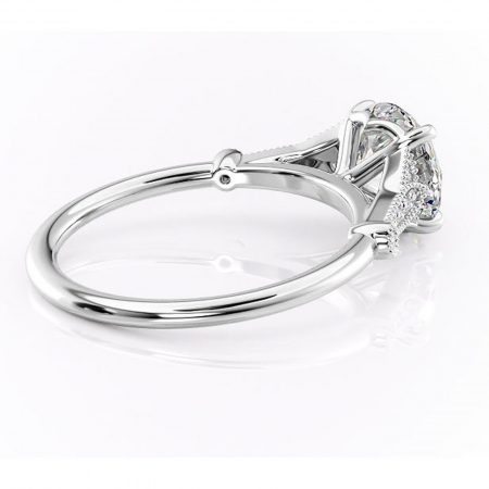 Inel de logodnă Quartzelle din aur Alb 14kt cu moissanite tăietură rotundă – Pietre laterale rafinată pentru profil înalt | Personalizează și configurează gratuit online [2]