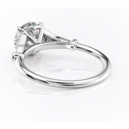 Inel de logodnă Quartzelle din aur Alb 14kt cu moissanite tăietură rotundă – Pietre laterale rafinată pentru profil înalt | Personalizează și configurează gratuit online [3]