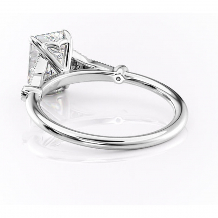 Inel de logodnă Quartzelle din aur Alb 14kt cu moissanite tăietură smarald – Pietre laterale rafinată pentru profil înalt | Personalizează și configurează gratuit online [3]