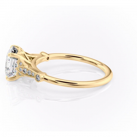 Inel de logodnă Quartzelle din aur Galben 14kt cu moissanite tăietură asscher – Pietre laterale rafinată pentru profil înalt | Personalizează și configurează gratuit online [5]