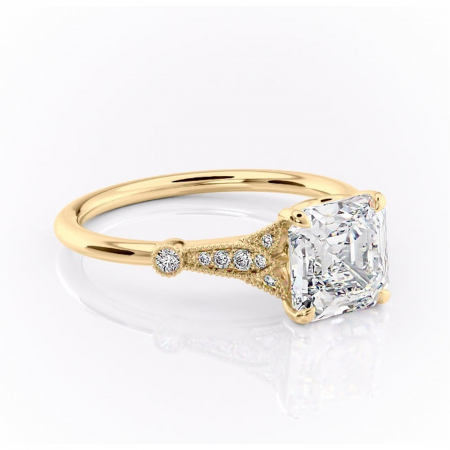 Asscher - Inel de logodnă Quartzelle din aur Galben 18kt cu moissanite tăietură asscher – Pietre laterale rafinată pentru profil înalt | Personalizează și configurează gratuit online