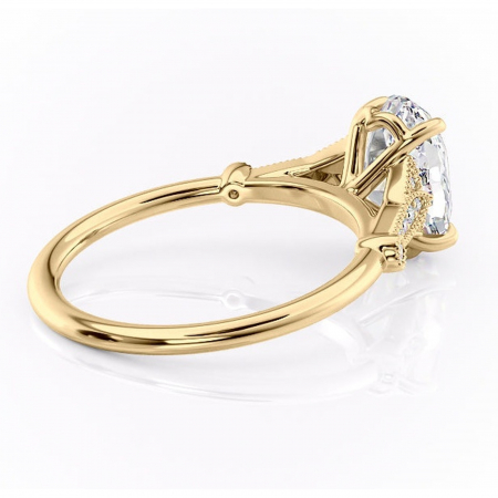 Inel de logodnă Quartzelle din aur Galben 14kt cu moissanite tăietură ovală – Pietre laterale rafinată pentru profil înalt | Personalizează și configurează gratuit online [2]