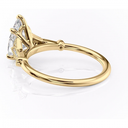 Inel de logodnă Quartzelle din aur Galben 14kt cu moissanite tăietură pară – Pietre laterale rafinată pentru profil înalt | Personalizează și configurează gratuit online [4]