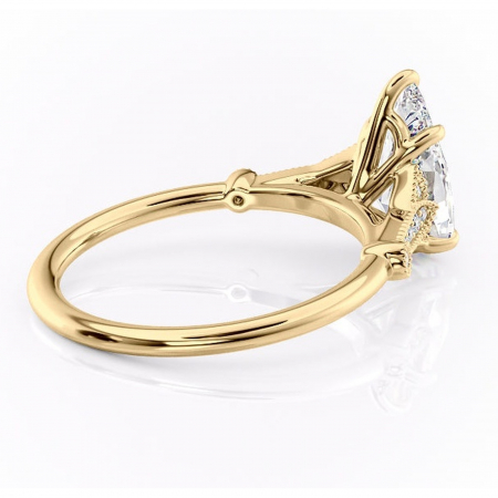 Inel de logodnă Quartzelle din aur Galben 14kt cu moissanite tăietură pară – Pietre laterale rafinată pentru profil înalt | Personalizează și configurează gratuit online [2]