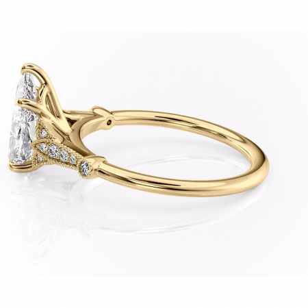 Inel de logodnă Quartzelle din aur Galben 14kt cu moissanite tăietură pară – Pietre laterale rafinată pentru profil înalt | Personalizează și configurează gratuit online [5]