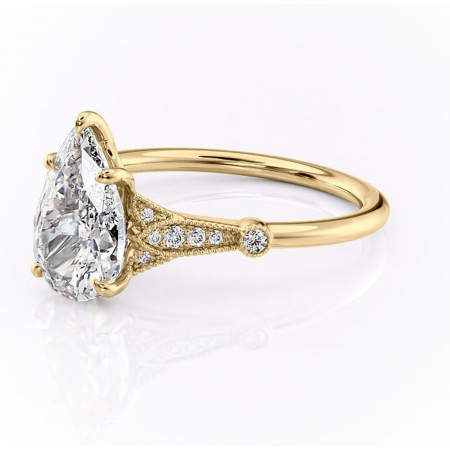 Inel de logodnă Quartzelle din aur Galben 14kt cu moissanite tăietură pară – Pietre laterale rafinată pentru profil înalt | Personalizează și configurează gratuit online [6]