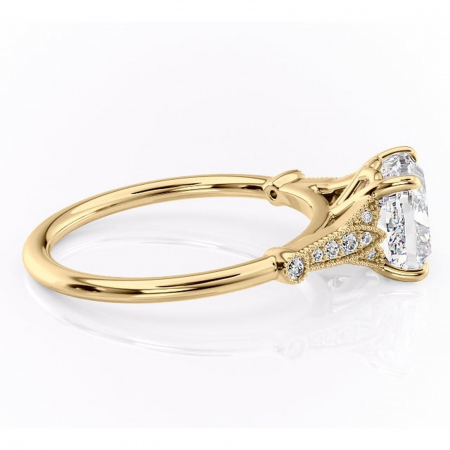 Inel de logodnă Quartzelle din aur Galben 14kt cu moissanite tăietură pernă – Pietre laterale rafinată pentru profil înalt | Personalizează și configurează gratuit online [1]