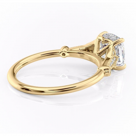 Inel de logodnă Quartzelle din aur Galben 14kt cu moissanite tăietură pernă – Pietre laterale rafinată pentru profil înalt | Personalizează și configurează gratuit online [2]