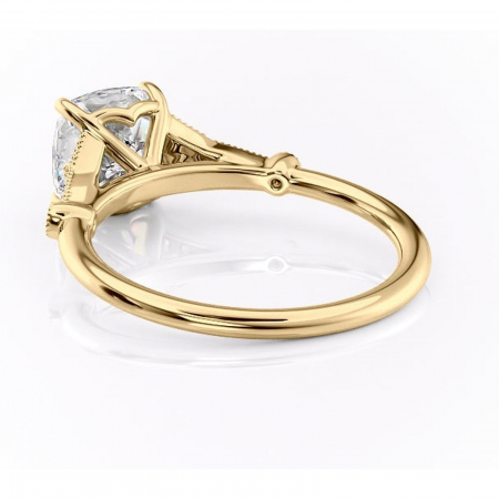 Inel de logodnă Quartzelle din aur Galben 14kt cu moissanite tăietură pernă – Pietre laterale rafinată pentru profil înalt | Personalizează și configurează gratuit online [3]
