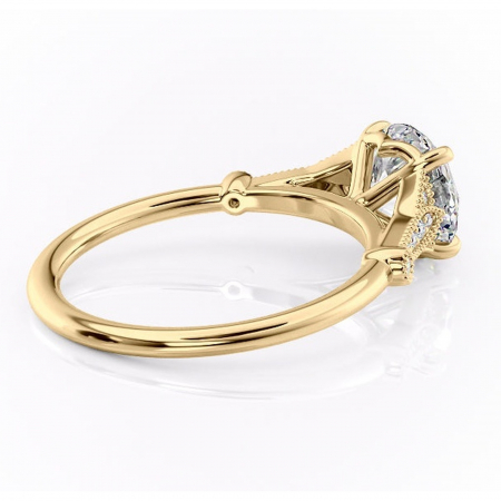 Inel de logodnă Quartzelle din aur Galben 14kt cu moissanite tăietură rotundă – Pietre laterale rafinată pentru profil înalt | Personalizează și configurează gratuit online [2]