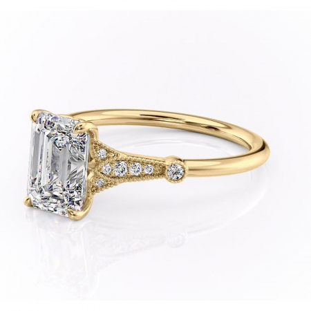 Inel de logodnă Quartzelle din aur Galben 14kt cu moissanite tăietură smarald – Pietre laterale rafinată pentru profil înalt | Personalizează și configurează gratuit online [6]