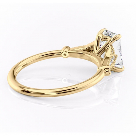 Inel de logodnă Quartzelle din aur Galben 14kt cu moissanite tăietură smarald – Pietre laterale rafinată pentru profil înalt | Personalizează și configurează gratuit online [2]