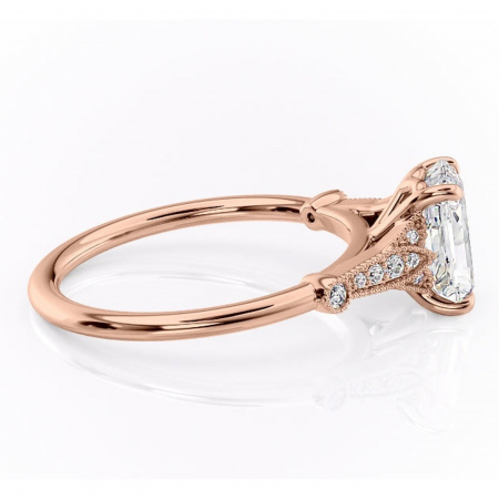 Inel de logodnă Quartzelle din aur Rose 14kt cu moissanite tăietură radiantă – Pietre laterale rafinată pentru profil înalt | Personalizează și configurează gratuit online [1]