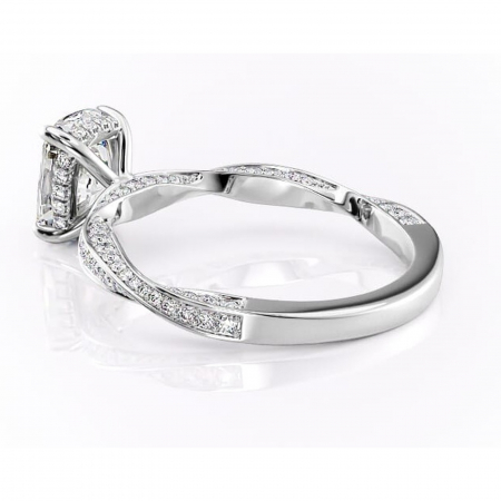 Inel de logodnă Rhea din aur Alb 14kt cu moissanite tăietură asscher – Montură pavé rafinată pentru profil înalt | Personalizează și configurează gratuit online [4]
