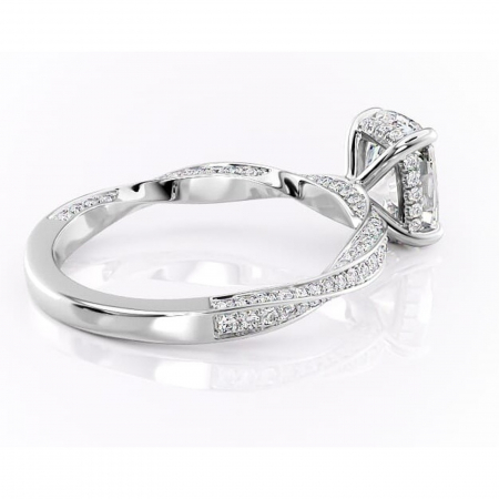 Inel de logodnă Rhea din aur Alb 14kt cu moissanite tăietură asscher – Montură pavé rafinată pentru profil înalt | Personalizează și configurează gratuit online [2]