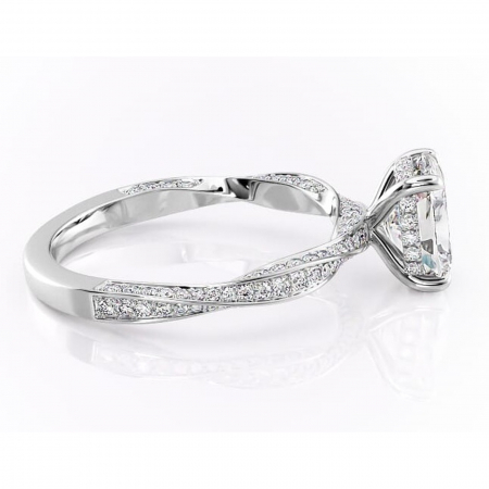 Inel de logodnă Rhea din aur Alb 14kt cu moissanite tăietură asscher – Montură pavé rafinată pentru profil înalt | Personalizează și configurează gratuit online [1]