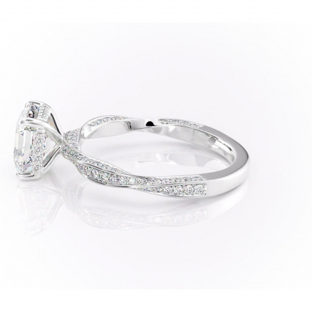 Inel de logodnă Rhea din aur Alb 14kt cu moissanite tăietură asscher – Montură pavé rafinată pentru profil înalt | Personalizează și configurează gratuit online [5]