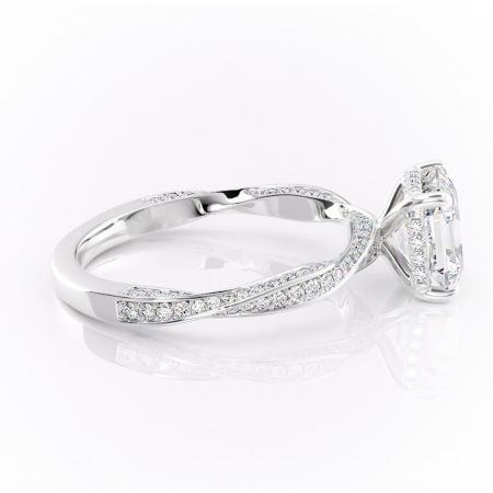 Inel de logodnă Rhea din aur Alb 14kt cu moissanite tăietură asscher – Montură pavé rafinată pentru profil înalt | Personalizează și configurează gratuit online [1]