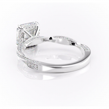 Inel de logodnă Rhea din aur Alb 14kt cu moissanite tăietură asscher – Montură pavé rafinată pentru profil înalt | Personalizează și configurează gratuit online [3]