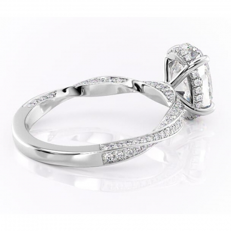 Inel de logodnă Rhea din aur Alb 14kt cu moissanite tăietură ovală – Montură pavé rafinată pentru profil înalt | Personalizează și configurează gratuit online [2]