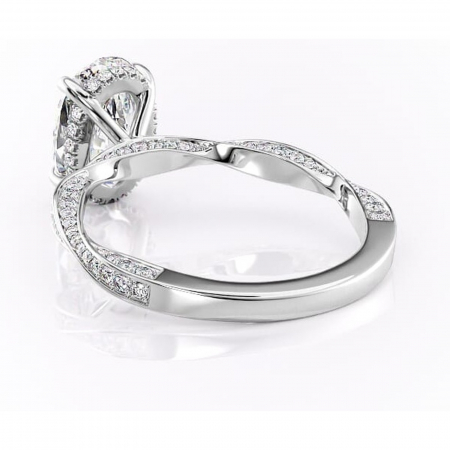 Inel de logodnă Rhea din aur Alb 14kt cu moissanite tăietură ovală – Montură pavé rafinată pentru profil înalt | Personalizează și configurează gratuit online [3]