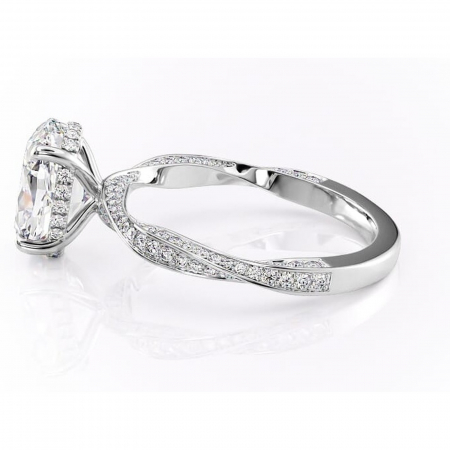 Inel de logodnă Rhea din aur Alb 14kt cu moissanite tăietură ovală – Montură pavé rafinată pentru profil înalt | Personalizează și configurează gratuit online [5]