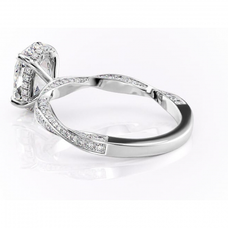 Inel de logodnă Rhea din aur Alb 14kt cu moissanite tăietură ovală – Montură pavé rafinată pentru profil înalt | Personalizează și configurează gratuit online [4]