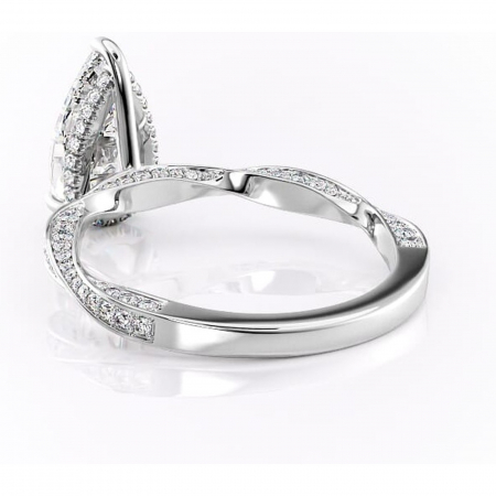 Inel de logodnă Rhea din aur Alb 14kt cu moissanite tăietură pară – Montură pavé rafinată pentru profil înalt | Personalizează și configurează gratuit online [3]