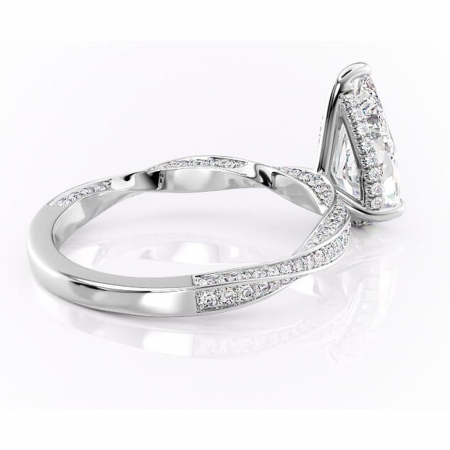 Inel de logodnă Rhea din aur Alb 14kt cu moissanite tăietură pară – Montură pavé rafinată pentru profil înalt | Personalizează și configurează gratuit online [2]