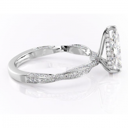 Inel de logodnă Rhea din aur Alb 14kt cu moissanite tăietură pară – Montură pavé rafinată pentru profil înalt | Personalizează și configurează gratuit online [1]