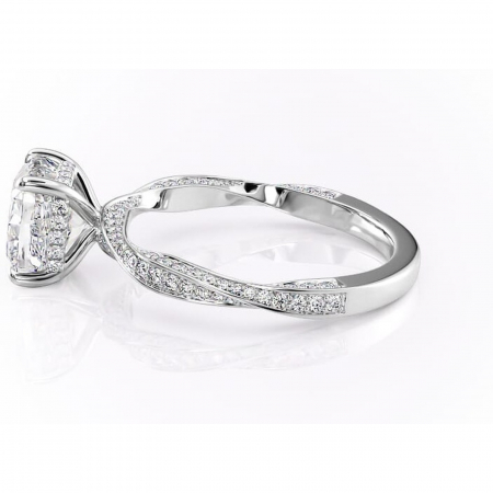 Inel de logodnă Rhea din aur Alb 14kt cu moissanite tăietură pernă – Montură pavé rafinată pentru profil înalt | Personalizează și configurează gratuit online [5]